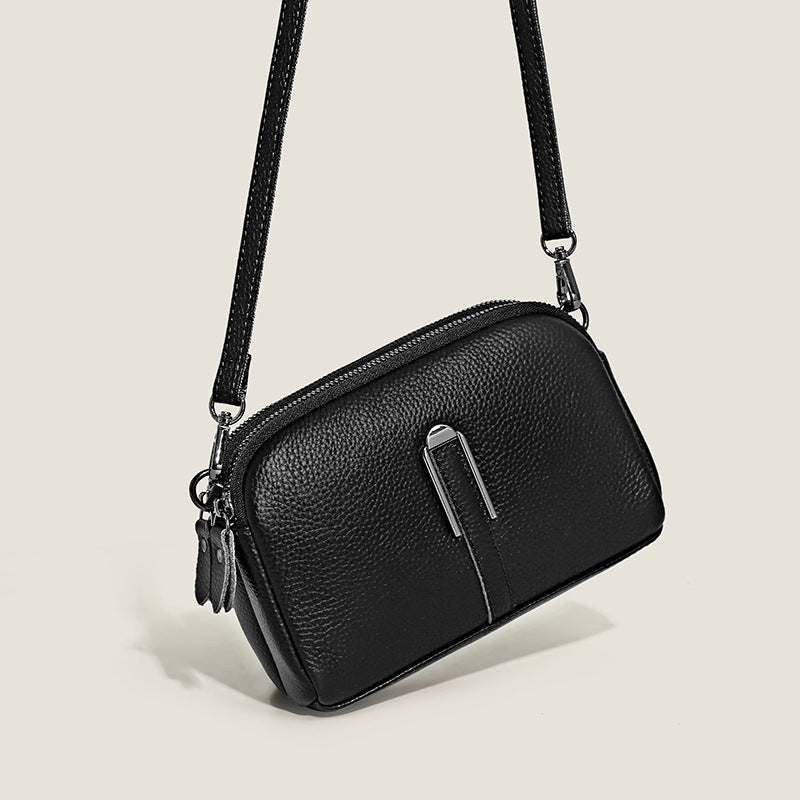 Minimalistická crossbody taška z pravej lícovej kože