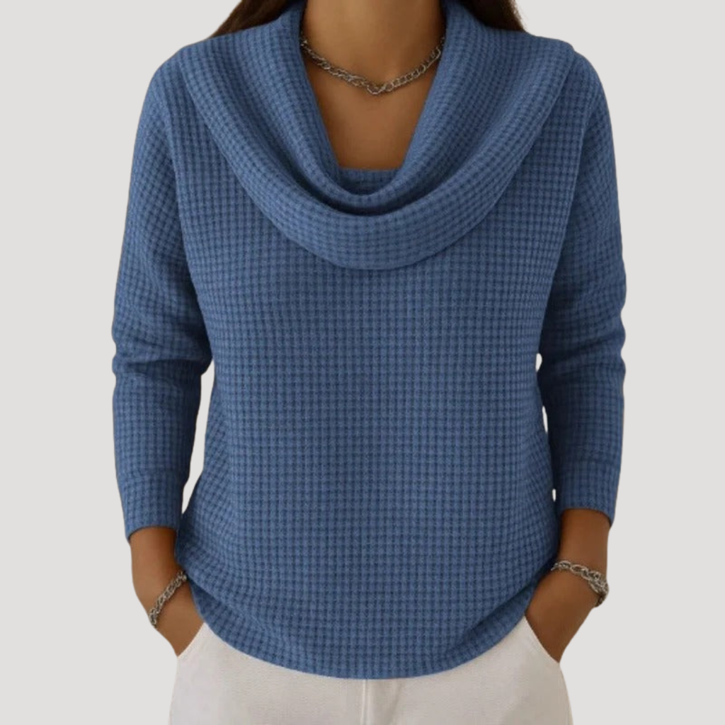 EDYTA | Teplý pletený sveter s elegantným golierom