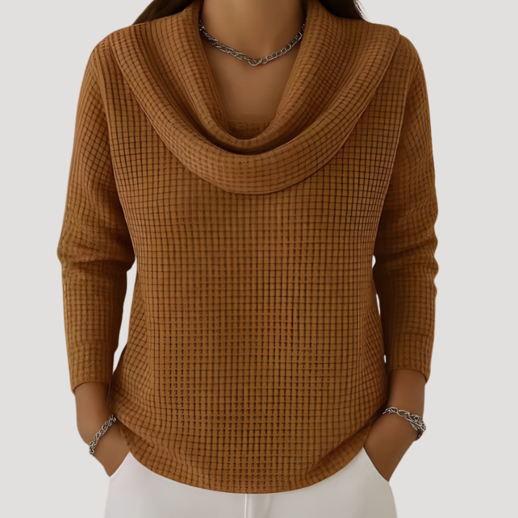 EDYTA | Teplý pletený sveter s elegantným golierom