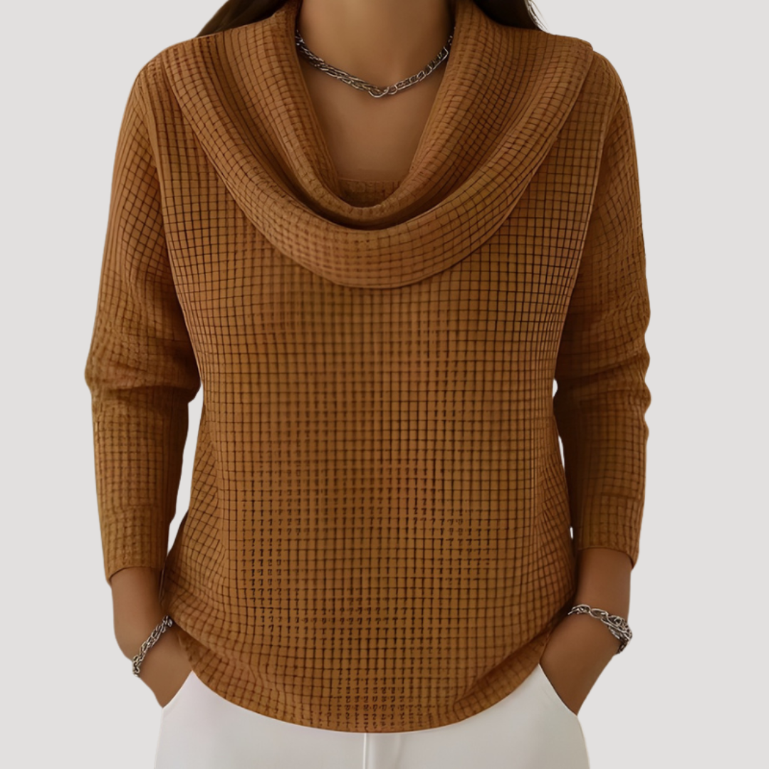 EDYTA | Teplý pletený sveter s elegantným golierom