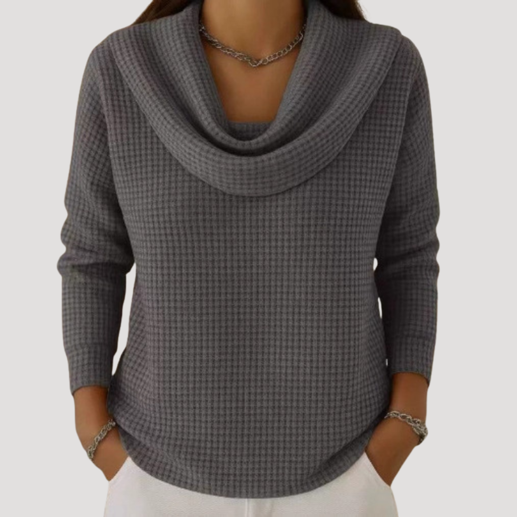 EDYTA | Teplý pletený sveter s elegantným golierom