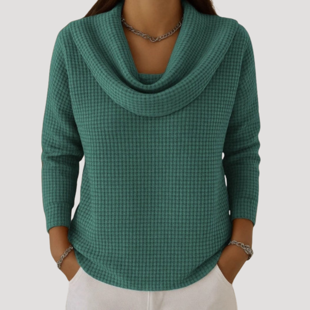 EDYTA | Teplý pletený sveter s elegantným golierom