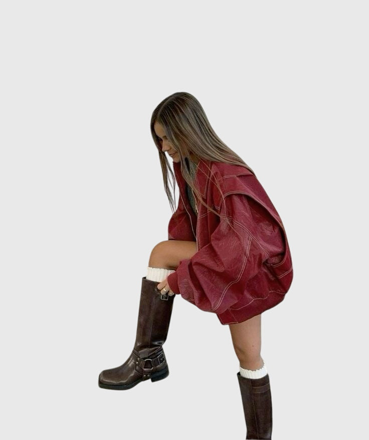 Faye™ - Prešívaná kožená bunda