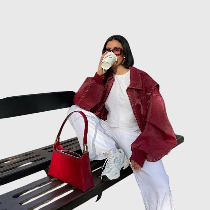 Faye™ - Prešívaná kožená bunda