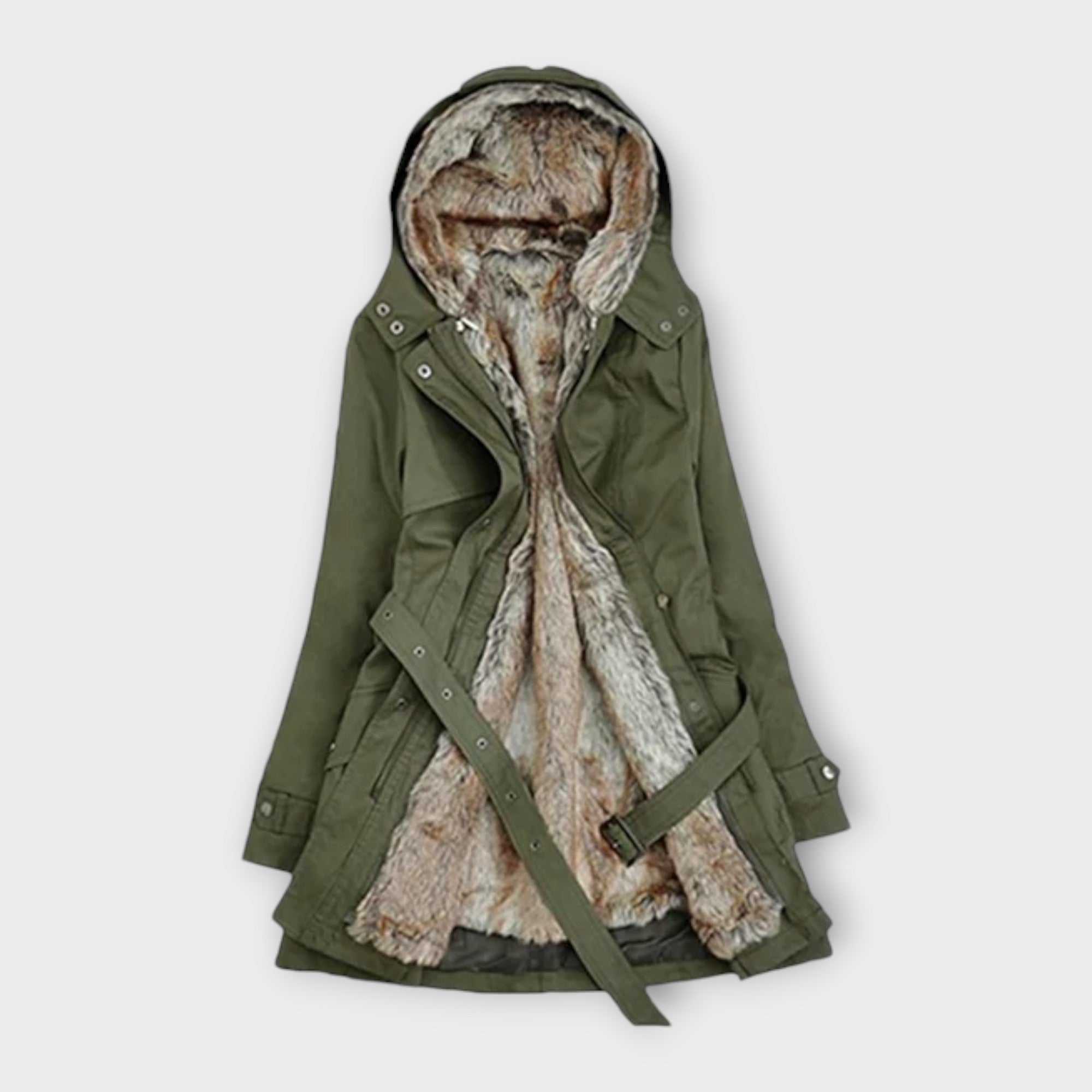 Mikash - ｜Plyšový kabát s kožušinovou podšívkou