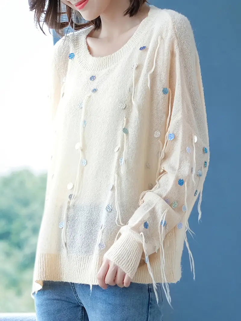 BEATRICE | Šialený Sveter s Metalickými Akcentmi