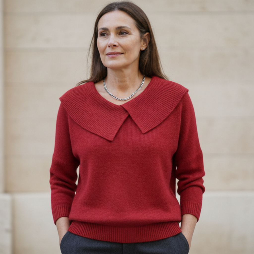 KIARA | Teplá Pletená Blúzka s Mäkým Golierom