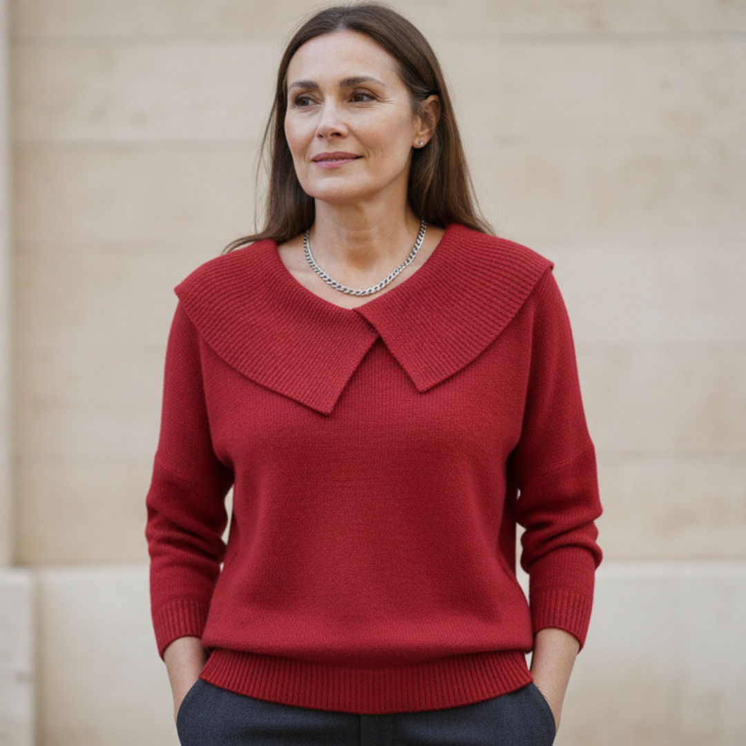 KIARA | Teplá Pletená Blúzka s Mäkým Golierom