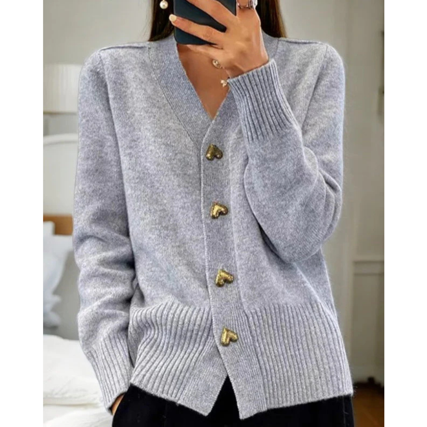 LIORA | Mäkky kardigán s gombíkmi v tvare srdca