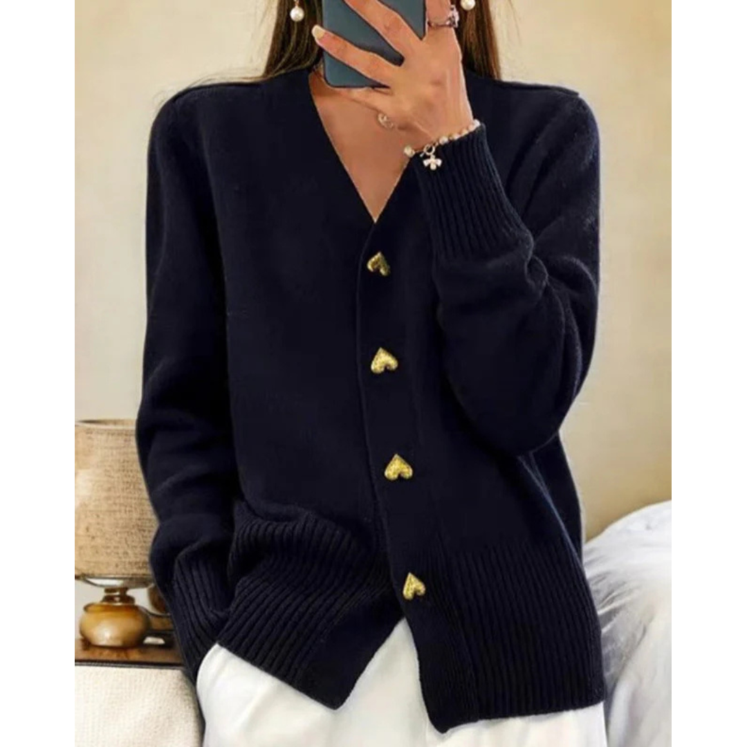 LIORA | Mäkky kardigán s gombíkmi v tvare srdca