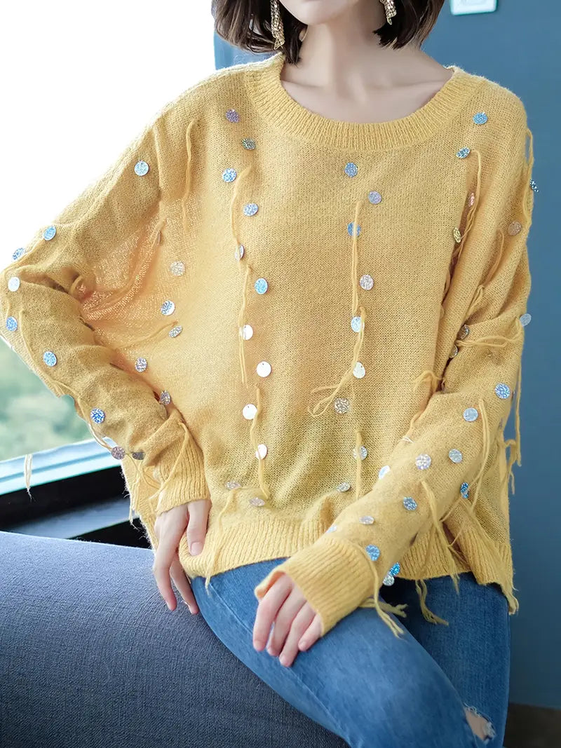 BEATRICE | Šialený Sveter s Metalickými Akcentmi