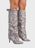 Katarína ｜ Visoke čižmy s animal printom i tankom potpeticom